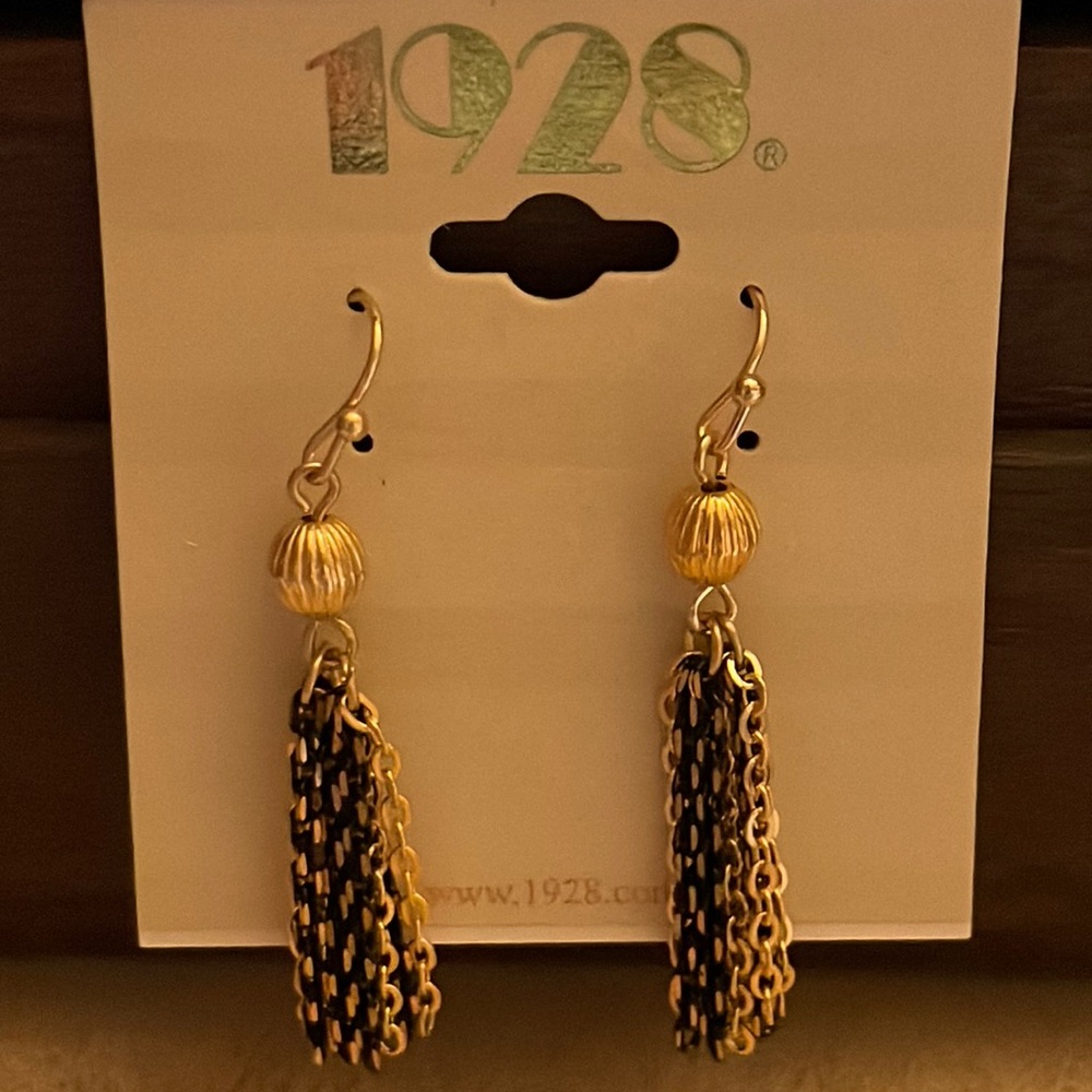 1928 Black & Gold Tassel Earrings